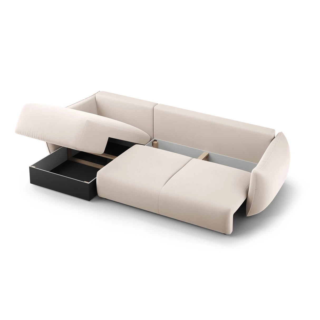 Matera 4-Sitzer Ecksofa, Rechte Seite, aus Samt in Beige (Salvador 1), 253x173x86 cm von Cosmopolitan Design – Bild 5