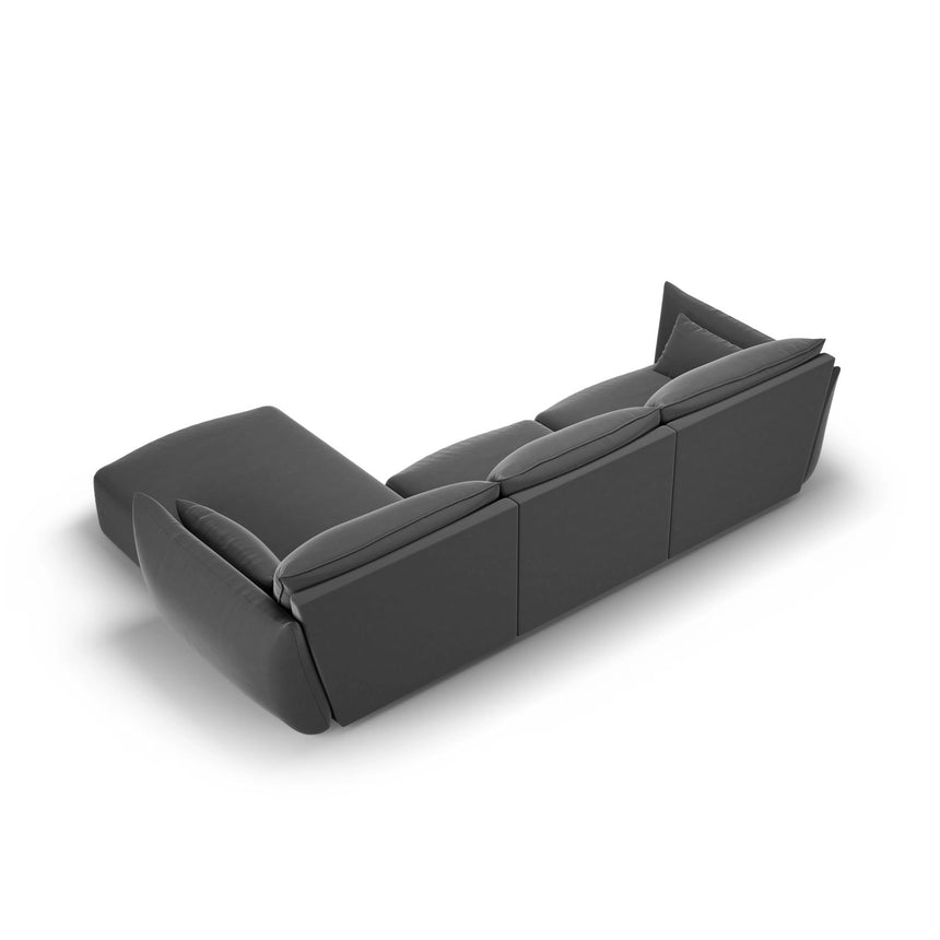 Matera 4-Sitzer Ecksofa, Rechte Seite, aus Samt in Dunkelgrau (Salvador 18), 308x171x85 cm von Cosmopolitan Design – Bild 4