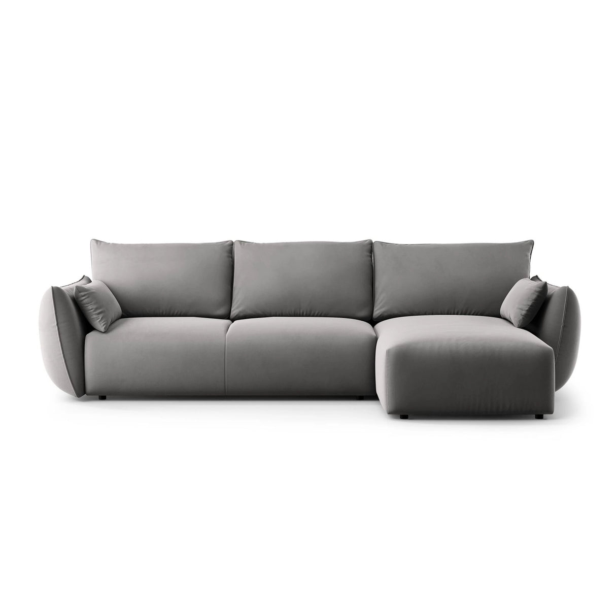 Matera 4-Sitzer Ecksofa, Rechte Seite, aus Samt in Grau (Salvador 17), 253x173x86 cm von Cosmopolitan Design – Bild 1