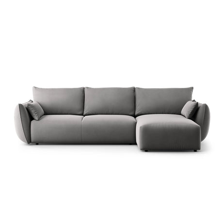 Matera 4-Sitzer Ecksofa, Rechte Seite, aus Samt in Grau (Salvador 17), 253x173x86 cm von Cosmopolitan Design – Bild 1