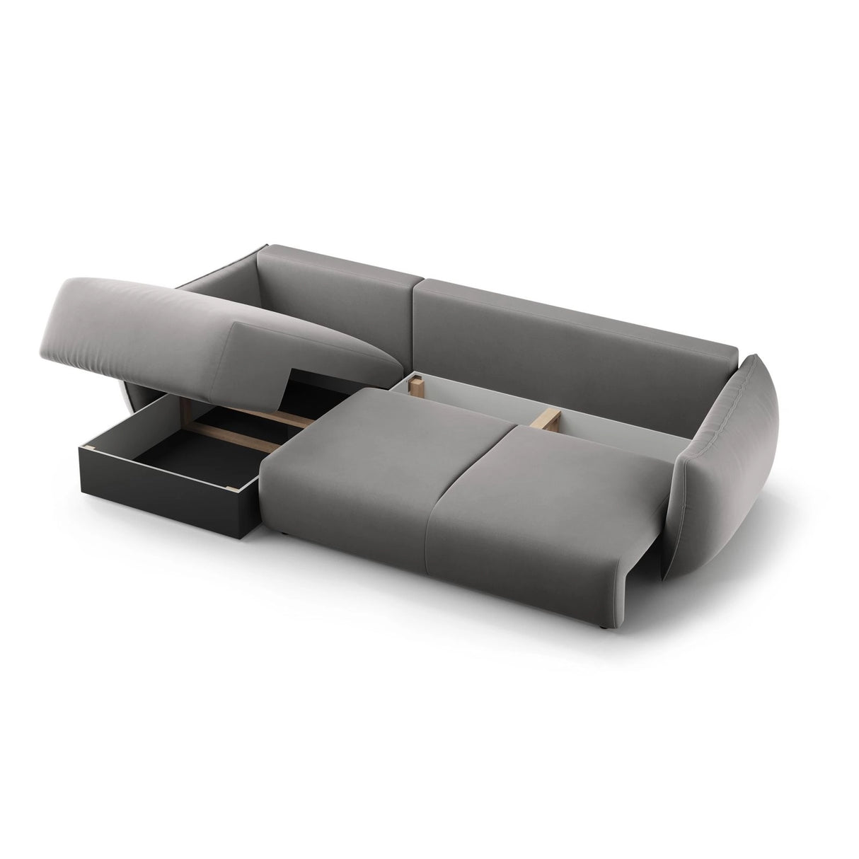 Matera 4-Sitzer Ecksofa, Rechte Seite, aus Samt in Grau (Salvador 17), 253x173x86 cm von Cosmopolitan Design – Bild 5