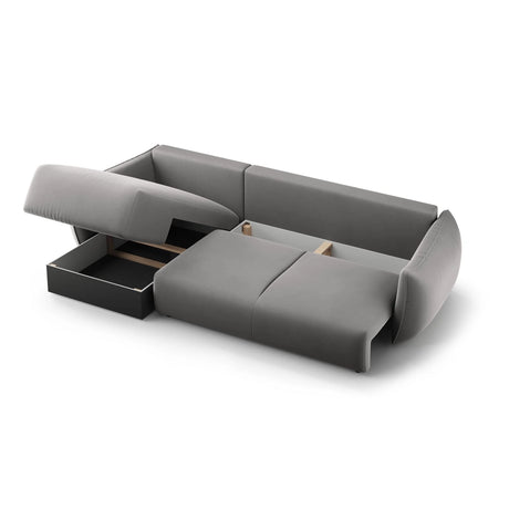 Matera 4-Sitzer Ecksofa, Rechte Seite, aus Samt in Grau (Salvador 17), 253x173x86 cm von Cosmopolitan Design – Bild 5