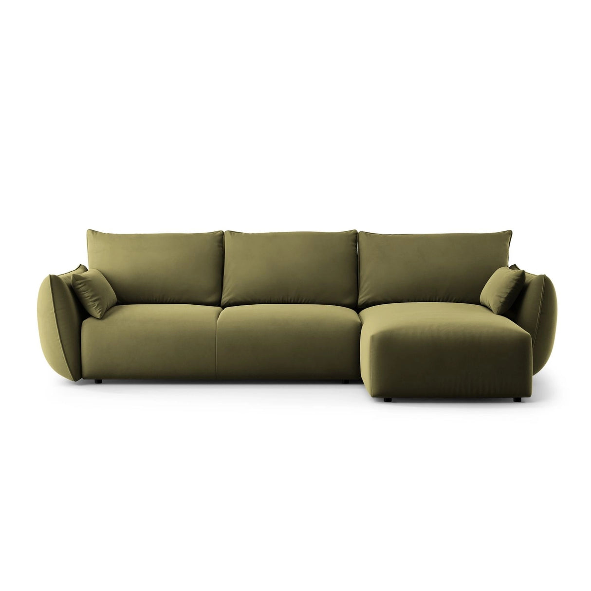 Matera 4-Sitzer Ecksofa, Rechte Seite, aus Samt in Grün (Salvador 8), 253x173x86 cm von Cosmopolitan Design – Bild 1
