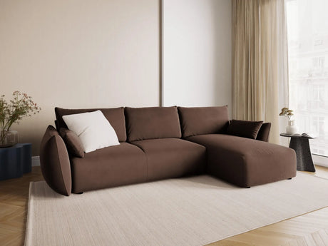 Matera 4-Sitzer Ecksofa, Rechte Seite, aus Samt in Schokolade (Salvador 4), 253x173x86 cm von Cosmopolitan Design – Bild 2