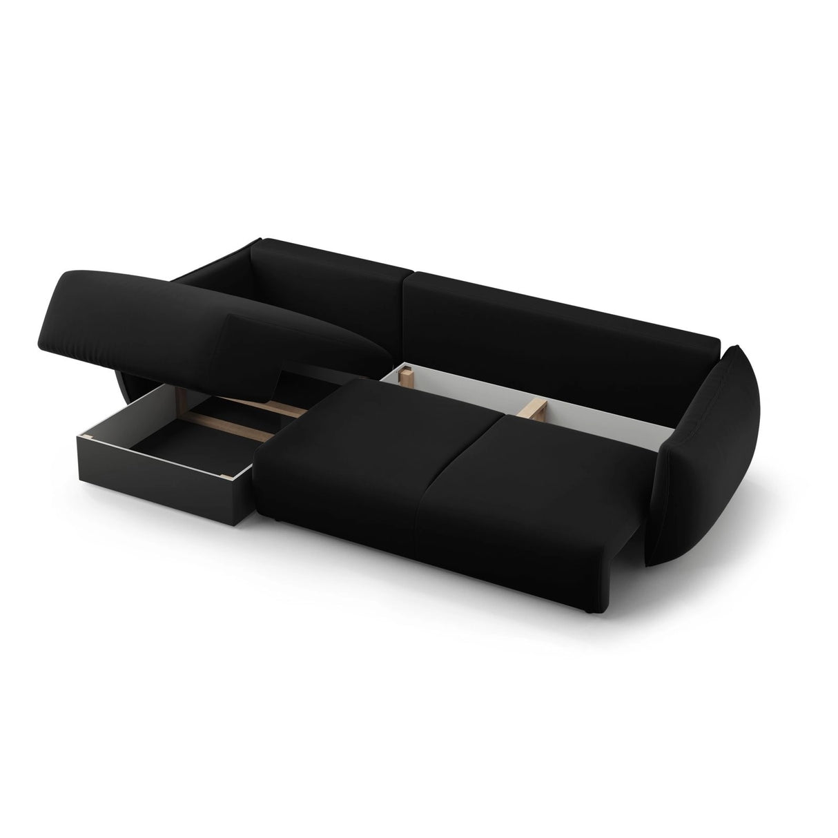 Matera 4-Sitzer Ecksofa, Rechte Seite, aus Samt in Schwarz (Salvador 19), 253x173x86 cm von Cosmopolitan Design – Bild 5