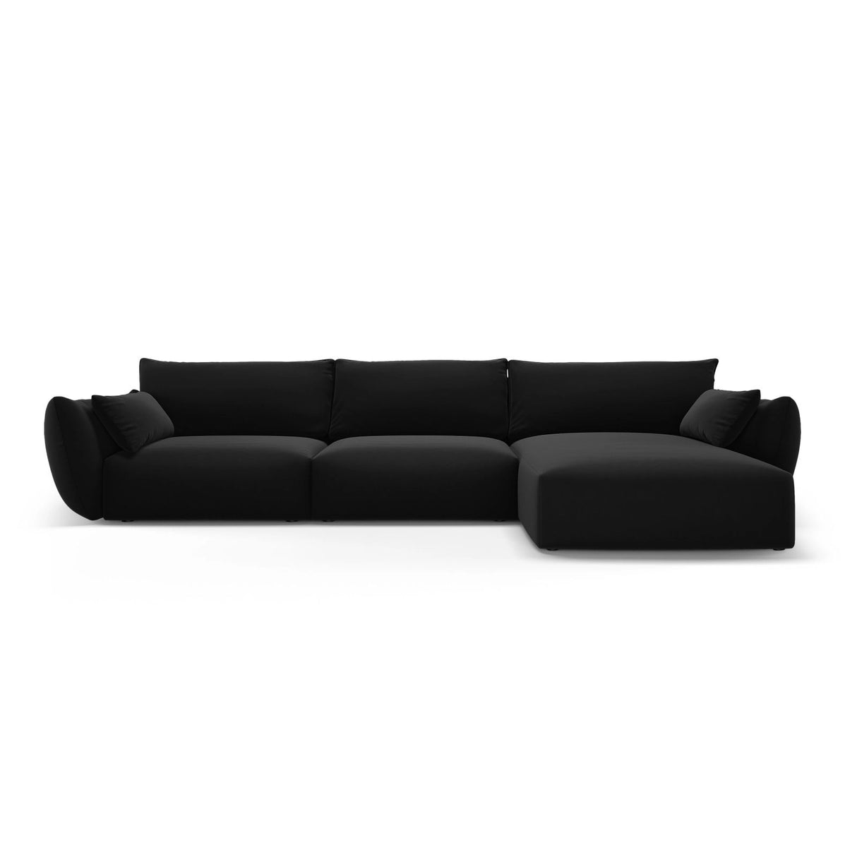 Matera 4-Sitzer Ecksofa, Rechte Seite, aus Samt in Schwarz (Salvador 19), 308x171x85 cm von Cosmopolitan Design – Bild 1