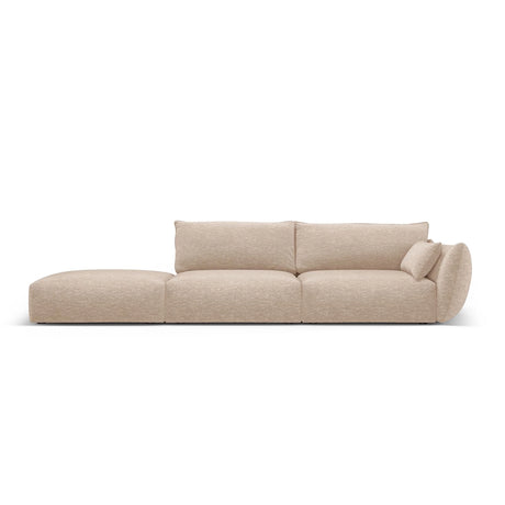 Matera 4-Sitzer Sofa, Linksseitig, aus Chenille in Beige (Haga 30), Beine aus Schwarzes Plastik, 264x110x85 cm von Cosmopolitan Design – Bild 1