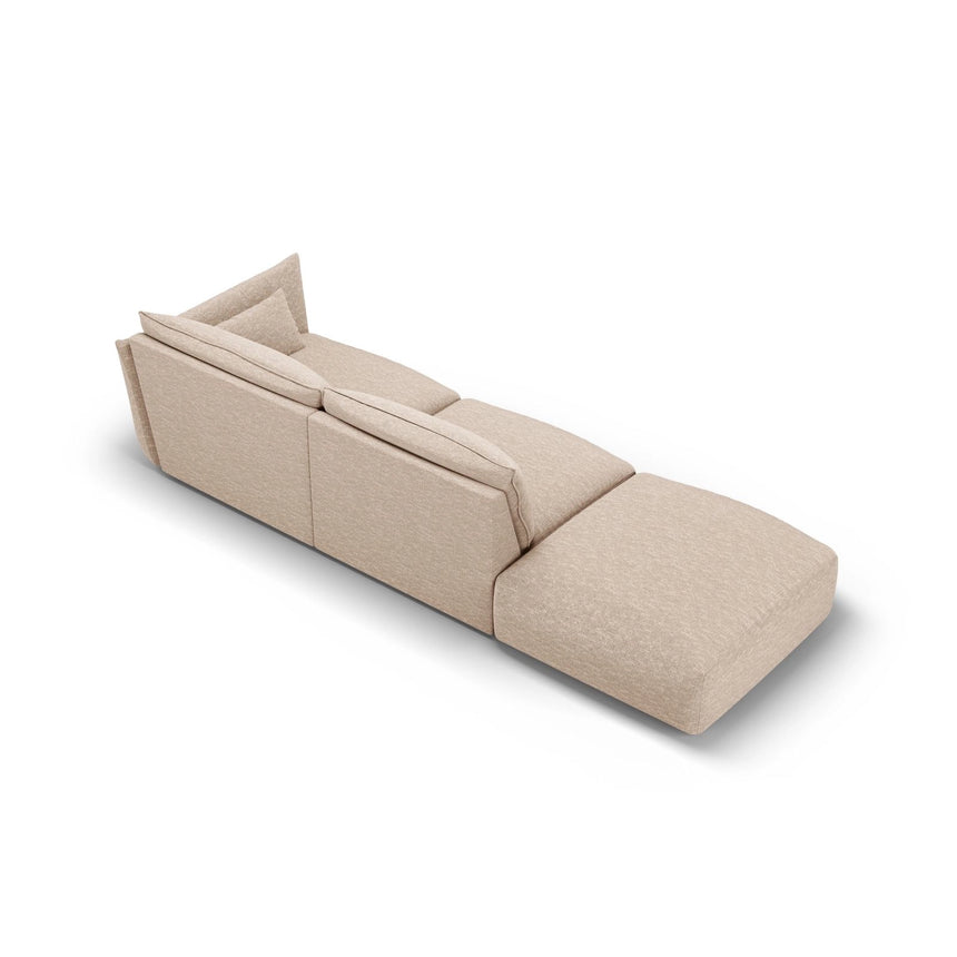 Matera 4-Sitzer Sofa, Linksseitig, aus Chenille in Beige (Haga 30), Beine aus Schwarzes Plastik, 264x110x85 cm von Cosmopolitan Design – Bild 4