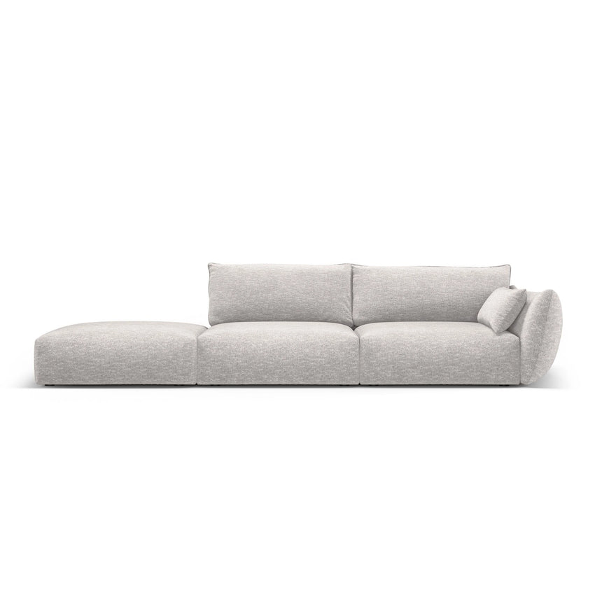 Matera 4-Sitzer Sofa, Linksseitig, aus Chenille in Hellgrau (Haga 06), Beine aus Schwarzes Plastik, 264x110x85 cm von Cosmopolitan Design – Bild 1