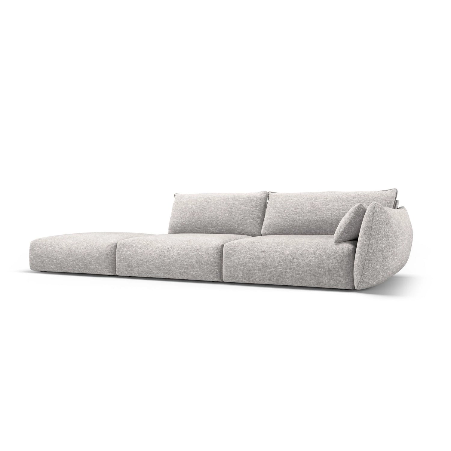 Matera 4-Sitzer Sofa, Linksseitig, aus Chenille in Hellgrau (Haga 06), Beine aus Schwarzes Plastik, 264x110x85 cm von Cosmopolitan Design – Bild 3