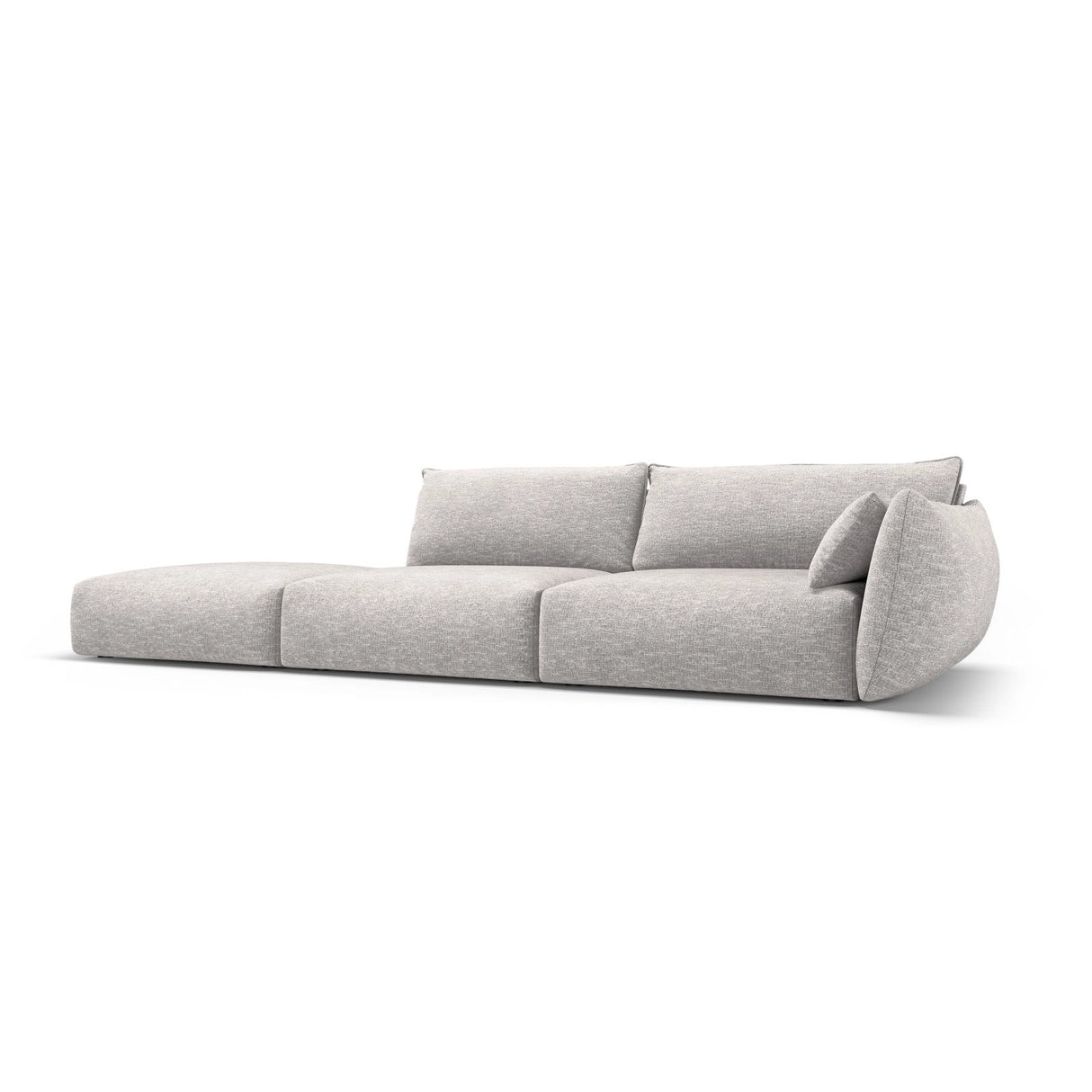 Matera 4-Sitzer Sofa, Linksseitig, aus Chenille in Hellgrau (Haga 06), Beine aus Schwarzes Plastik, 264x110x85 cm von Cosmopolitan Design – Bild 3