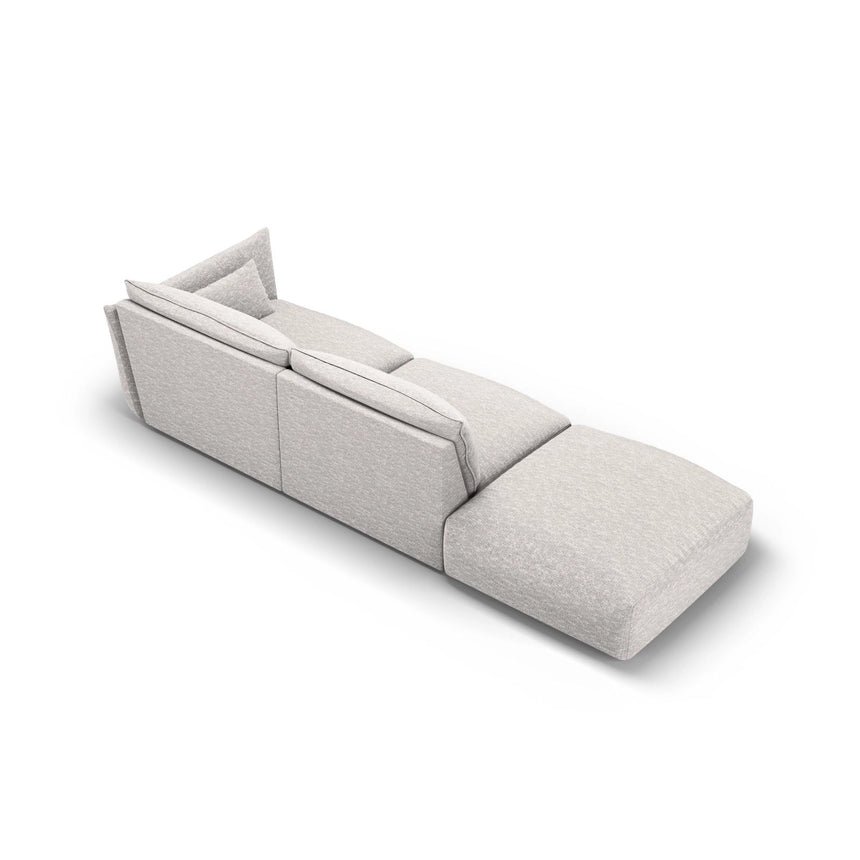 Matera 4-Sitzer Sofa, Linksseitig, aus Chenille in Hellgrau (Haga 06), Beine aus Schwarzes Plastik, 264x110x85 cm von Cosmopolitan Design – Bild 4
