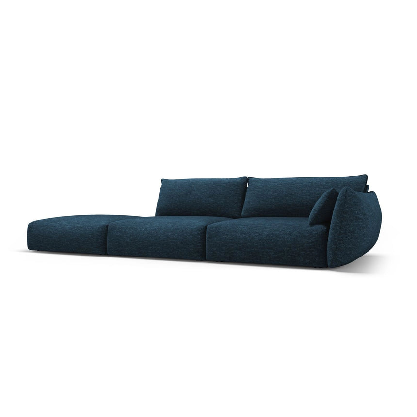 Matera 4-Sitzer Sofa, Linksseitig, aus Chenille in Königsblau (Haga 86), Beine aus Schwarzes Plastik, 264x110x85 cm von Cosmopolitan Design – Bild 3
