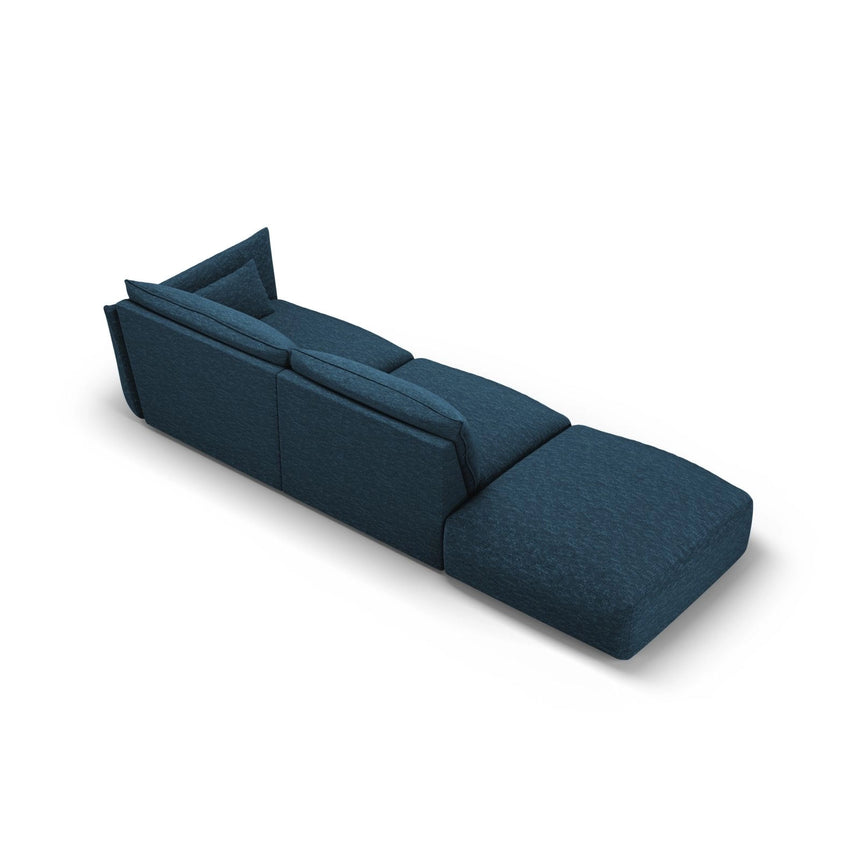 Matera 4-Sitzer Sofa, Linksseitig, aus Chenille in Königsblau (Haga 86), Beine aus Schwarzes Plastik, 264x110x85 cm von Cosmopolitan Design – Bild 4