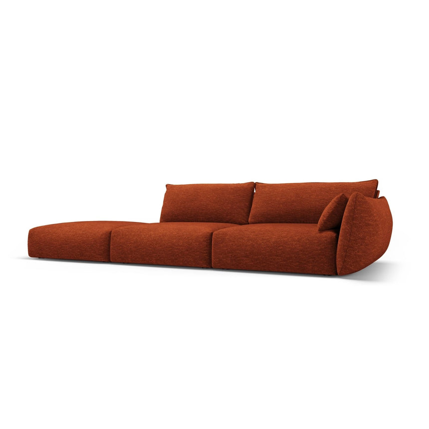 Matera 4-Sitzer Sofa, Linksseitig, aus Chenille in Terrakotta (Haga 44), Beine aus Schwarzes Plastik, 264x110x85 cm von Cosmopolitan Design – Bild 3