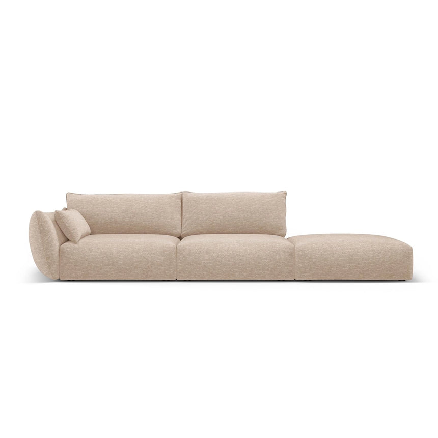 Matera 4-Sitzer Sofa, Rechtsseitig, aus Chenille in Beige (Haga 30), Beine aus Schwarzes Plastik, 264x110x85 cm von Cosmopolitan Design – Bild 1