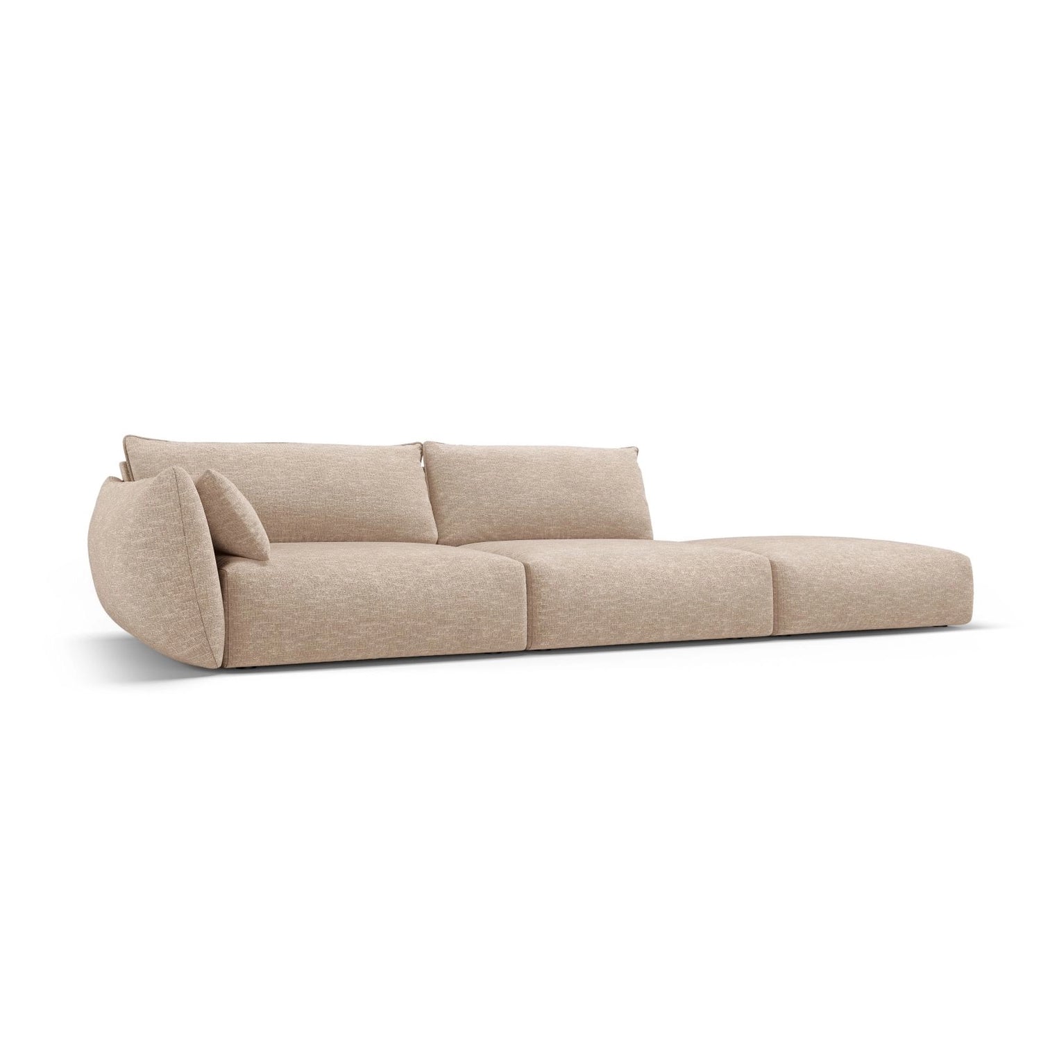 Matera 4-Sitzer Sofa, Rechtsseitig, aus Chenille in Beige (Haga 30), Beine aus Schwarzes Plastik, 264x110x85 cm von Cosmopolitan Design – Bild 3