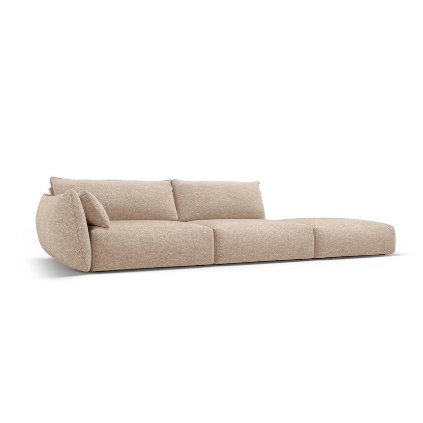 Matera 4-Sitzer Sofa, Rechtsseitig, aus Chenille in Beige (Haga 30), Beine aus Schwarzes Plastik, 264x110x85 cm von Cosmopolitan Design – Bild 3