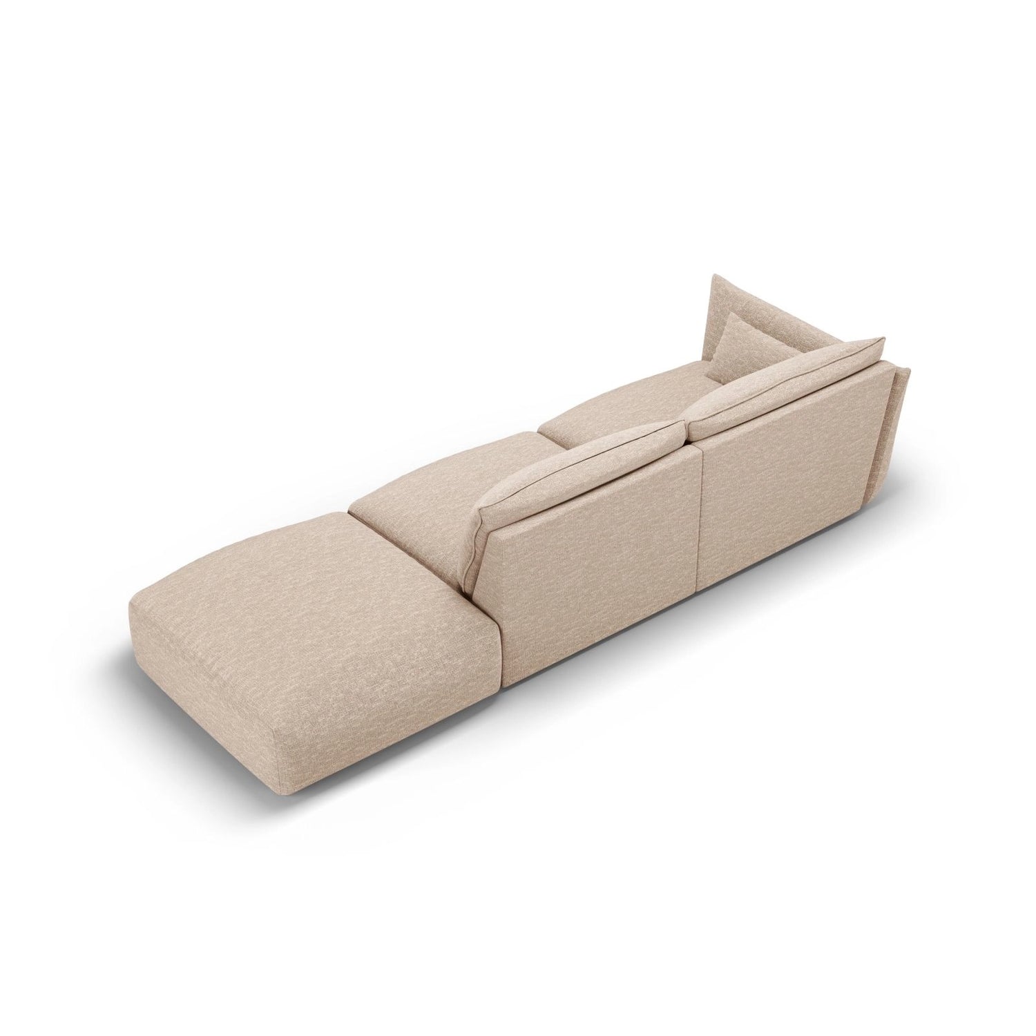 Matera 4-Sitzer Sofa, Rechtsseitig, aus Chenille in Beige (Haga 30), Beine aus Schwarzes Plastik, 264x110x85 cm von Cosmopolitan Design – Bild 4