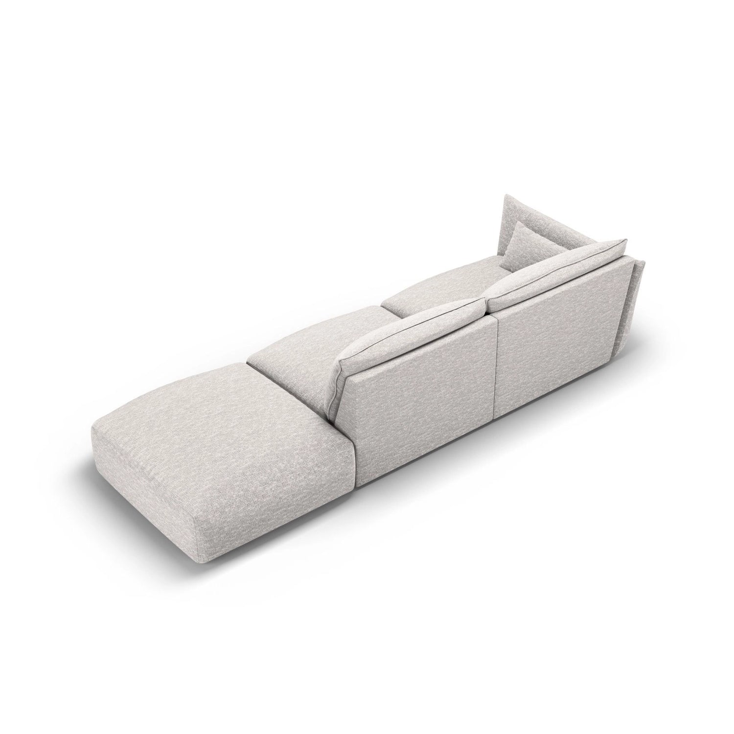 Matera 4-Sitzer Sofa, Rechtsseitig, aus Chenille in Hellgrau (Haga 06), Beine aus Schwarzes Plastik, 264x110x85 cm von Cosmopolitan Design – Bild 4