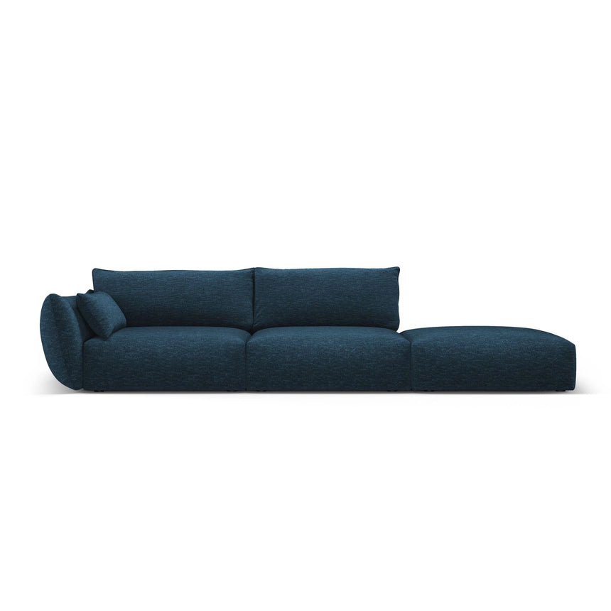 Matera 4-Sitzer Sofa, Rechtsseitig, aus Chenille in Königsblau (Haga 86), Beine aus Schwarzes Plastik, 264x110x85 cm von Cosmopolitan Design – Bild 1