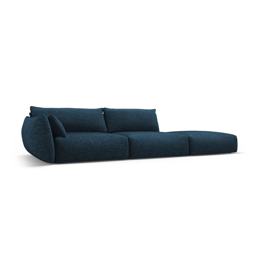 Matera 4-Sitzer Sofa, Rechtsseitig, aus Chenille in Königsblau (Haga 86), Beine aus Schwarzes Plastik, 264x110x85 cm von Cosmopolitan Design – Bild 3