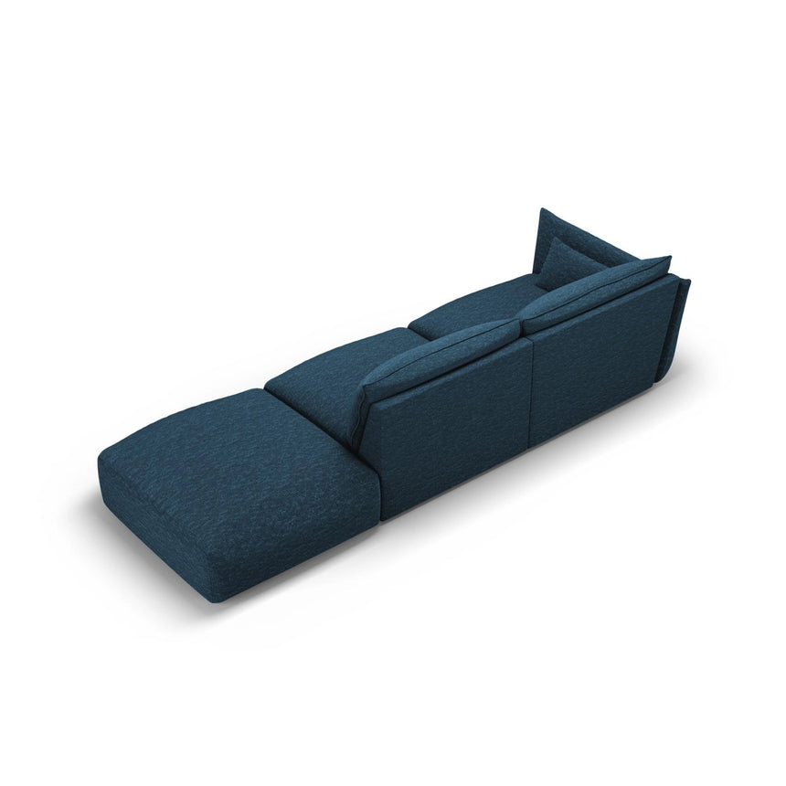 Matera 4-Sitzer Sofa, Rechtsseitig, aus Chenille in Königsblau (Haga 86), Beine aus Schwarzes Plastik, 264x110x85 cm von Cosmopolitan Design – Bild 4