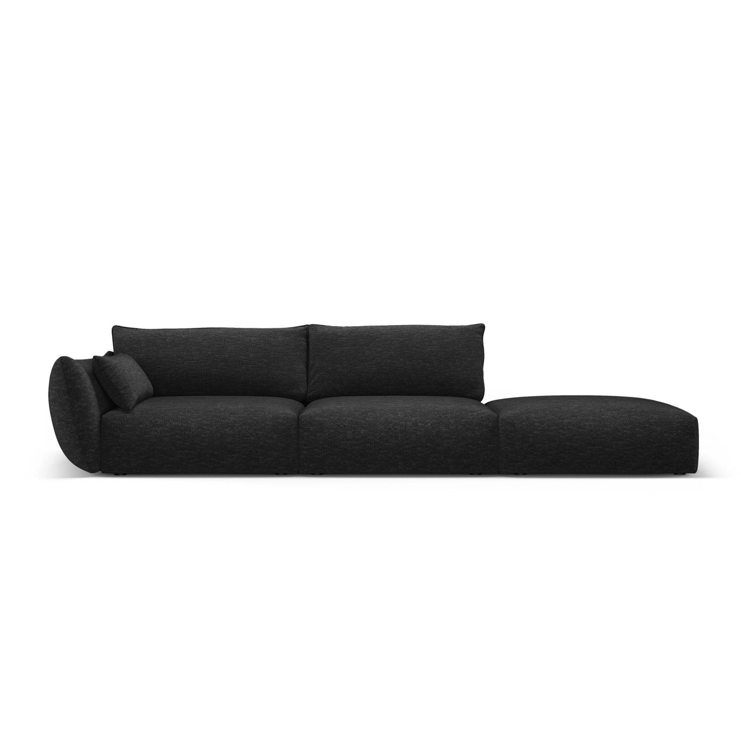Matera 4-Sitzer Sofa, Rechtsseitig, aus Chenille in Schwarz (Haga 19), Beine aus Schwarzes Plastik, 264x110x85 cm von Cosmopolitan Design – Bild 1