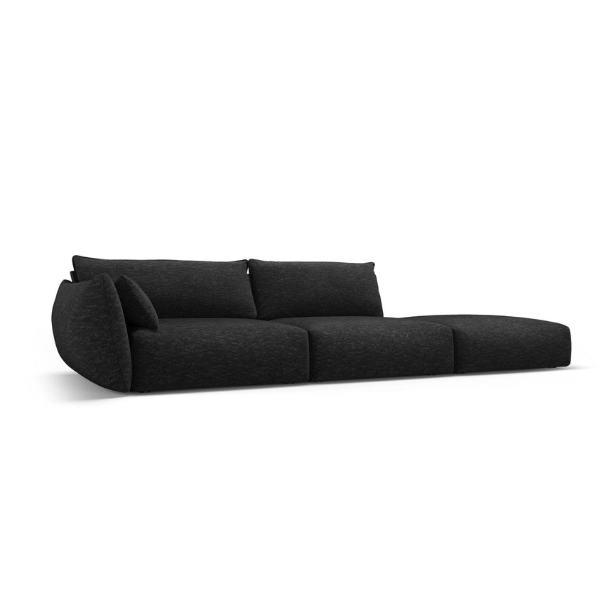 Matera 4-Sitzer Sofa, Rechtsseitig, aus Chenille in Schwarz (Haga 19), Beine aus Schwarzes Plastik, 264x110x85 cm von Cosmopolitan Design – Bild 3