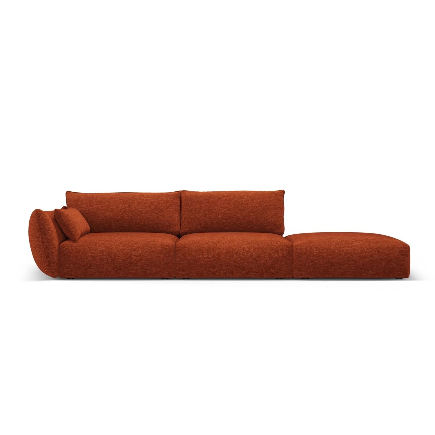 Matera 4-Sitzer Sofa, Rechtsseitig, aus Chenille in Terrakotta (Haga 44), Beine aus Schwarzes Plastik, 264x110x85 cm von Cosmopolitan Design – Bild 1
