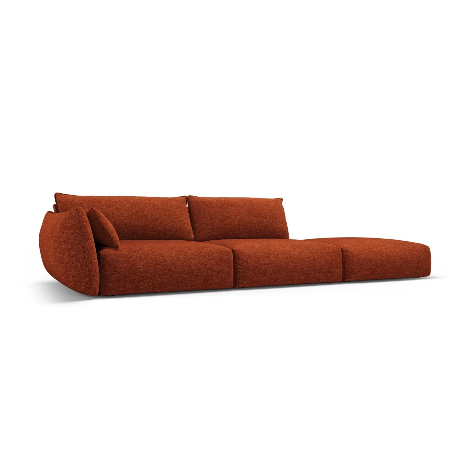Matera 4-Sitzer Sofa, Rechtsseitig, aus Chenille in Terrakotta (Haga 44), Beine aus Schwarzes Plastik, 264x110x85 cm von Cosmopolitan Design – Bild 3