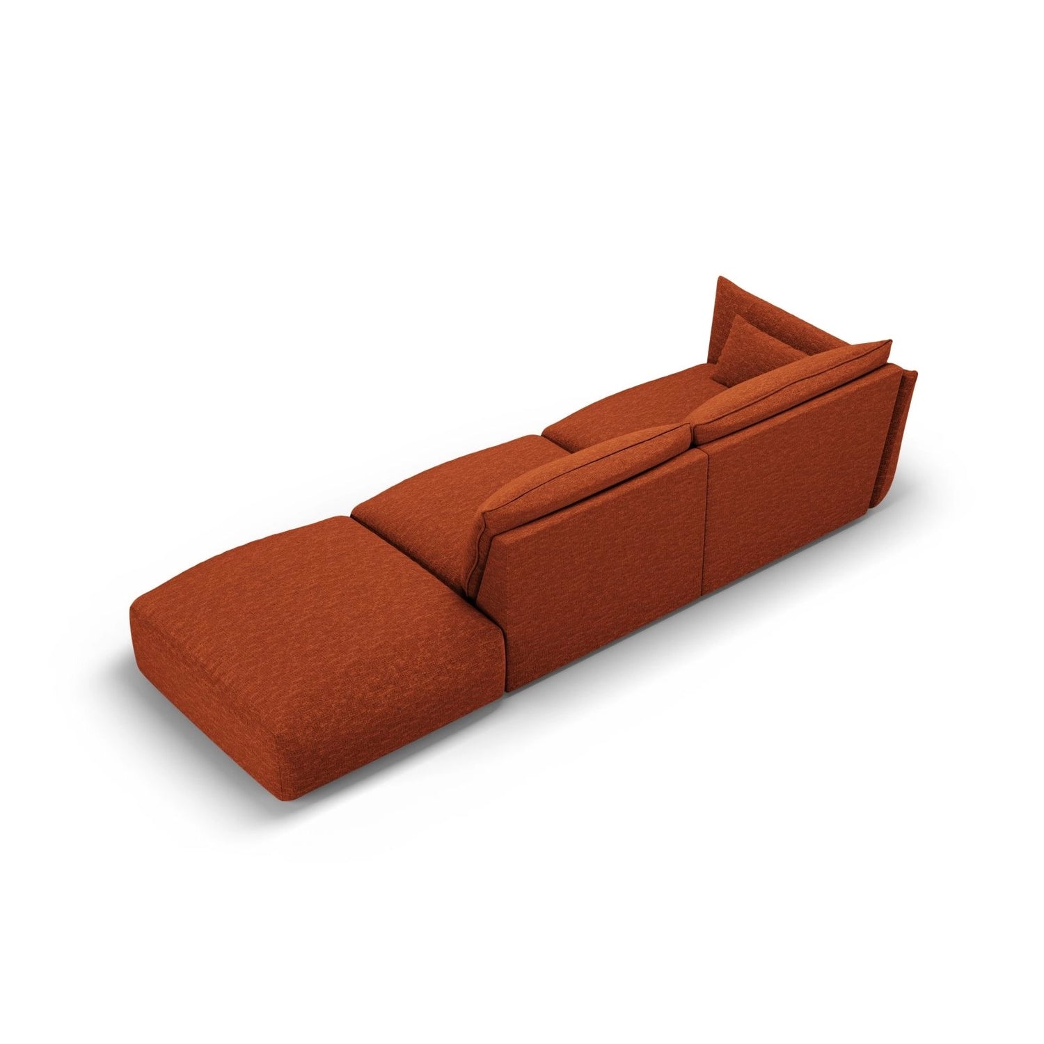 Matera 4-Sitzer Sofa, Rechtsseitig, aus Chenille in Terrakotta (Haga 44), Beine aus Schwarzes Plastik, 264x110x85 cm von Cosmopolitan Design – Bild 4