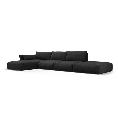 Matera 5-Sitzer Ecksofa, Linke Seite, aus Chenille in Schwarz (Haga 19), 364x171x85 cm von Cosmopolitan Design – Bild 3
