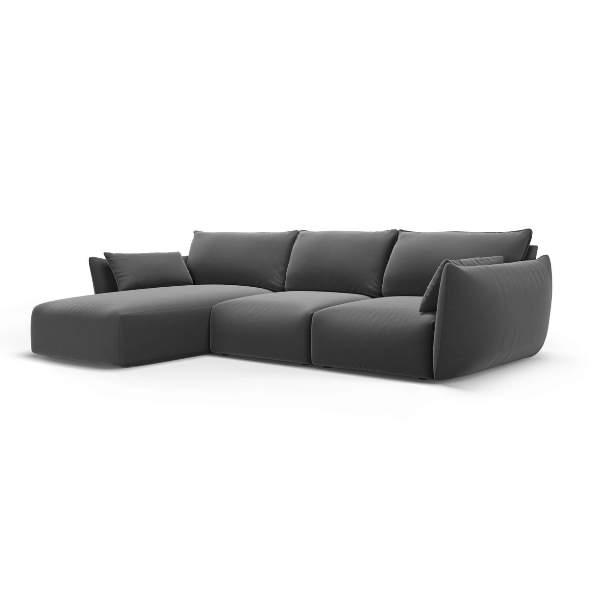 Matera 5-Sitzer Ecksofa, Linke Seite, aus Samt in Dunkelgrau (Salvador 18), 280x171x85 cm von Cosmopolitan Design – Bild 2