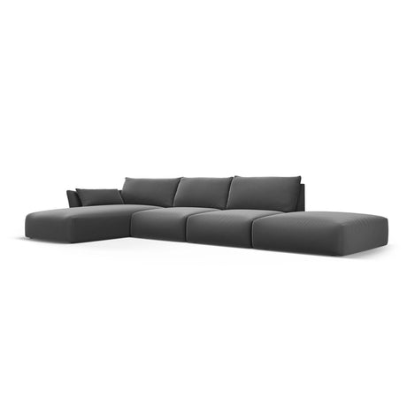 Matera 5-Sitzer Ecksofa, Linke Seite, aus Samt in Dunkelgrau (Salvador 18), 364x171x85 cm von Cosmopolitan Design – Bild 3
