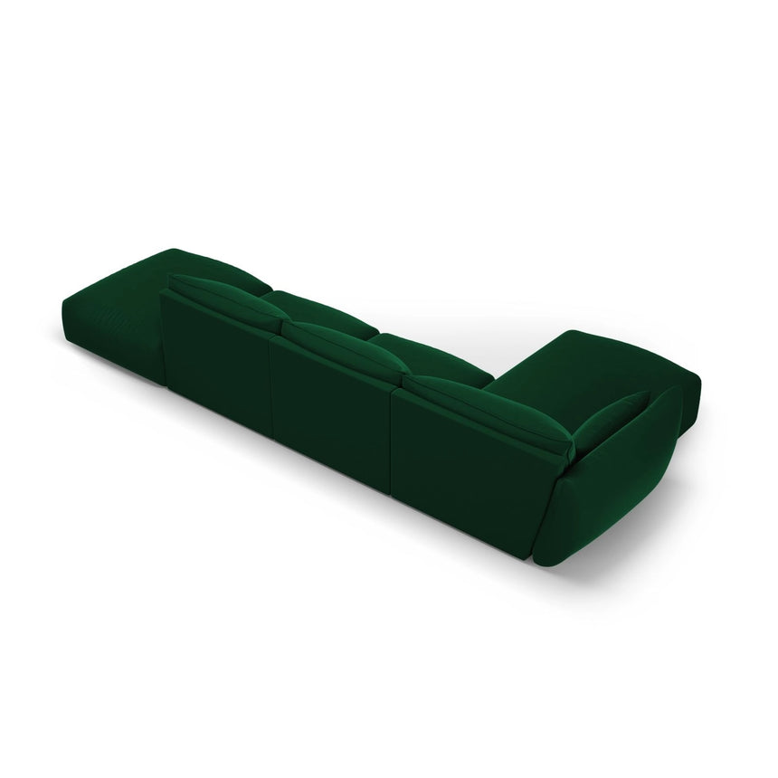 Matera 5-Sitzer Ecksofa, Linke Seite, aus Samt in Flaschengrün (Salvador 7), 364x171x85 cm von Cosmopolitan Design – Bild 4
