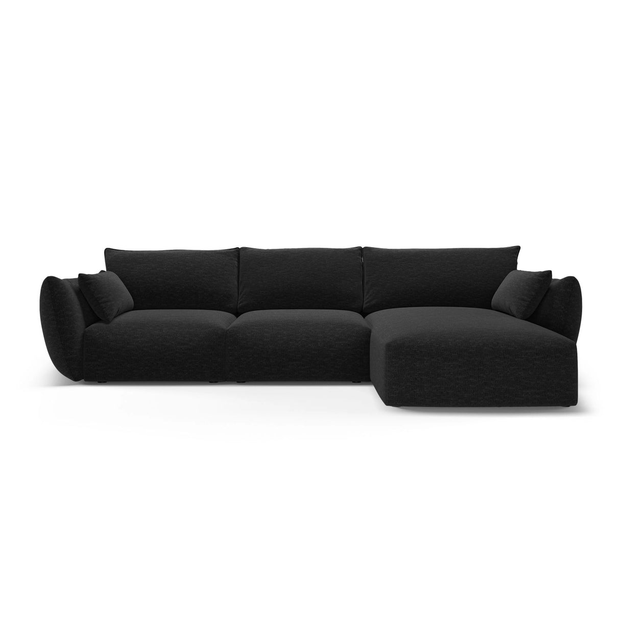 Matera 5-Sitzer Ecksofa, Rechte Seite, aus Chenille in Schwarz (Haga 19), 280x171x85 cm von Cosmopolitan Design – Bild 1