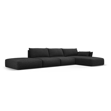 Matera 5-Sitzer Ecksofa, Rechte Seite, aus Chenille in Schwarz (Haga 19), 364x171x85 cm von Cosmopolitan Design – Bild 3