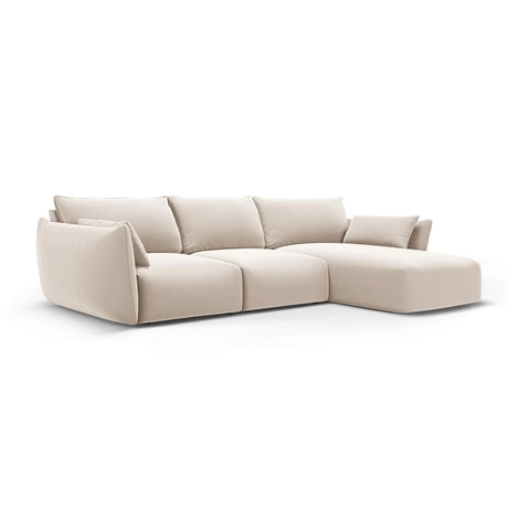 Matera 5-Sitzer Ecksofa, Rechte Seite, aus Samt in Beige (Salvador 1), 280x171x85 cm von Cosmopolitan Design – Bild 2