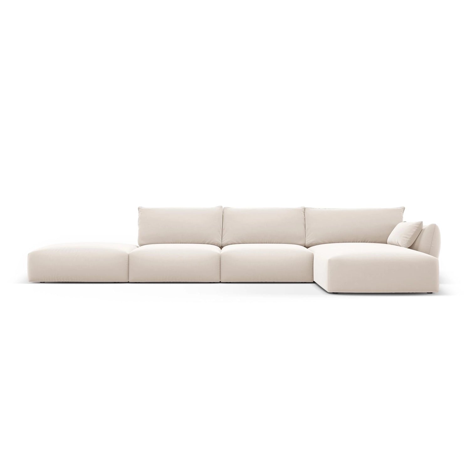 Matera 5-Sitzer Ecksofa, Rechte Seite, aus Samt in Beige (Salvador 1), 364x171x85 cm von Cosmopolitan Design – Bild 1