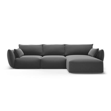 Matera 5-Sitzer Ecksofa, Rechte Seite, aus Samt in Dunkelgrau (Salvador 18), 280x171x85 cm von Cosmopolitan Design – Bild 1