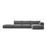 Matera 5-Sitzer Ecksofa, Rechte Seite, aus Samt in Dunkelgrau (Salvador 18), 364x171x85 cm von Cosmopolitan Design – Bild 1