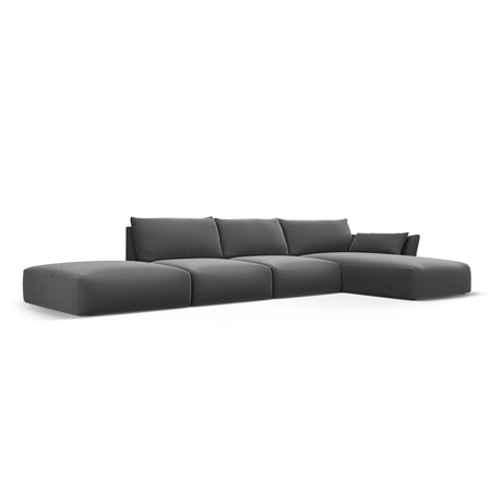 Matera 5-Sitzer Ecksofa, Rechte Seite, aus Samt in Dunkelgrau (Salvador 18), 364x171x85 cm von Cosmopolitan Design – Bild 3