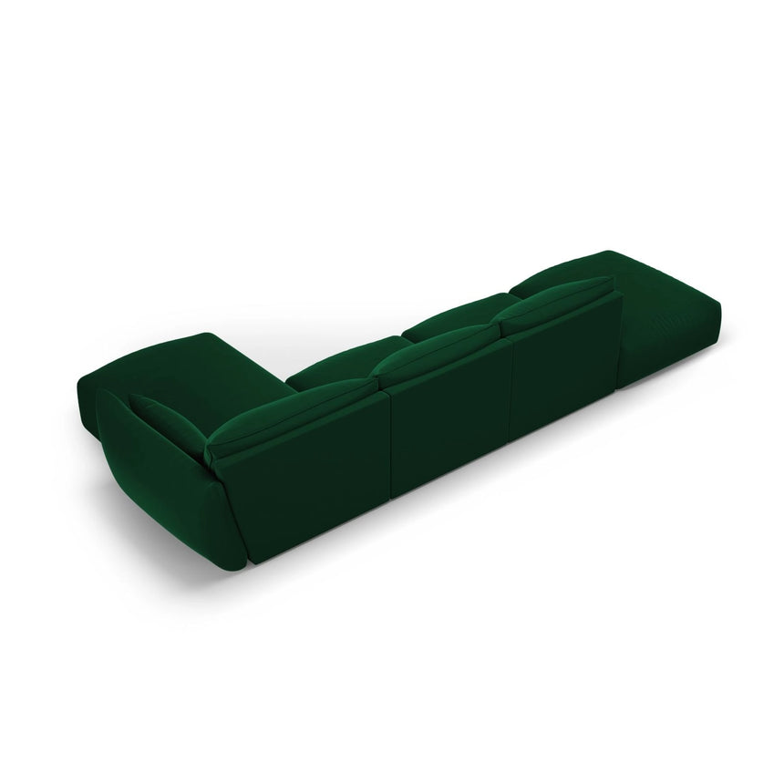 Matera 5-Sitzer Ecksofa, Rechte Seite, aus Samt in Flaschengrün (Salvador 7), 364x171x85 cm von Cosmopolitan Design – Bild 4