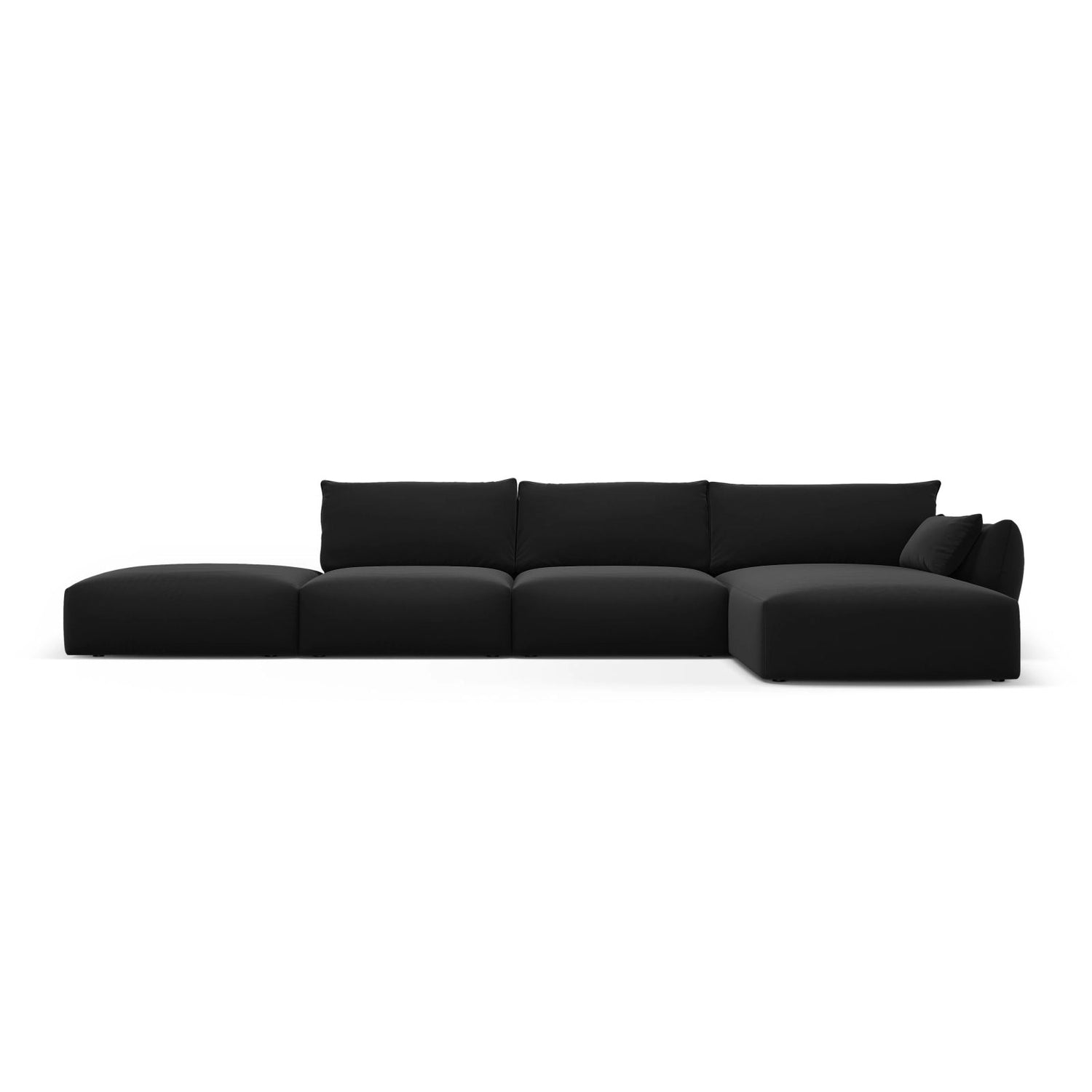 Matera 5-Sitzer Ecksofa, Rechte Seite, aus Samt in Schwarz (Salvador 19), 364x171x85 cm von Cosmopolitan Design – Bild 1
