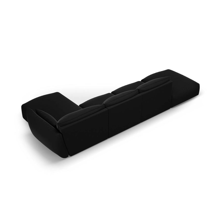Matera 5-Sitzer Ecksofa, Rechte Seite, aus Samt in Schwarz (Salvador 19), 364x171x85 cm von Cosmopolitan Design – Bild 4