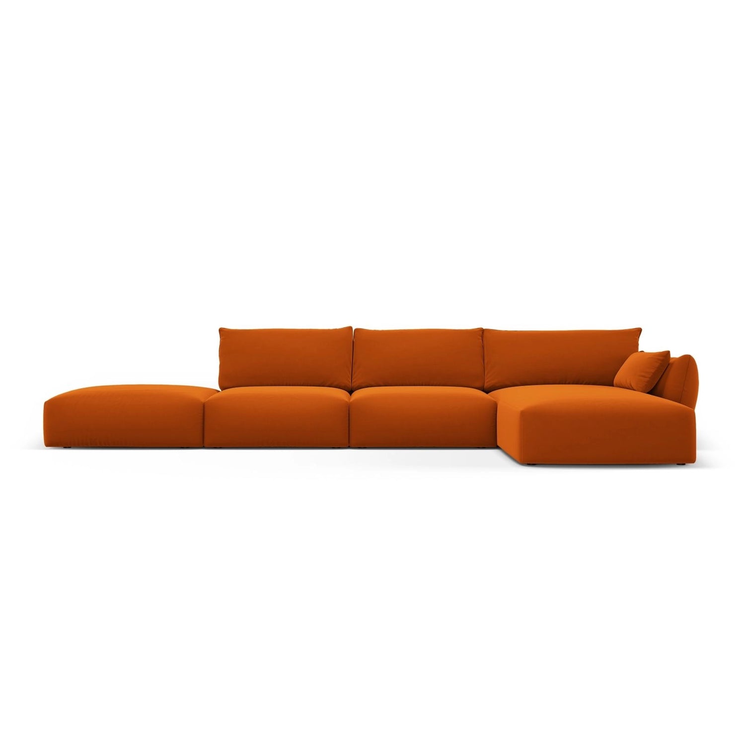 Matera 5-Sitzer Ecksofa, Rechte Seite, aus Samt in Terrakotta (Salvador 14), 364x171x85 cm von Cosmopolitan Design – Bild 1