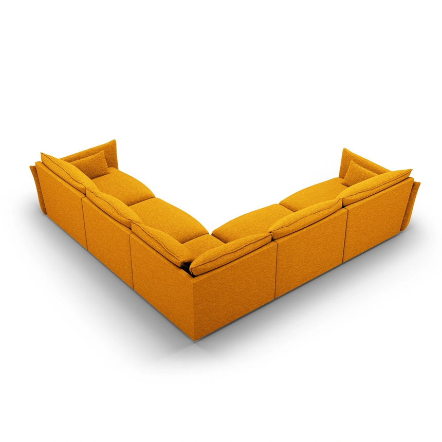 Matera 7-Sitzer Ecksofa, Symmetrisch, aus Chenille in Gelb (Haga 68), 286x286 cm von Cosmopolitan Design – Bild 4