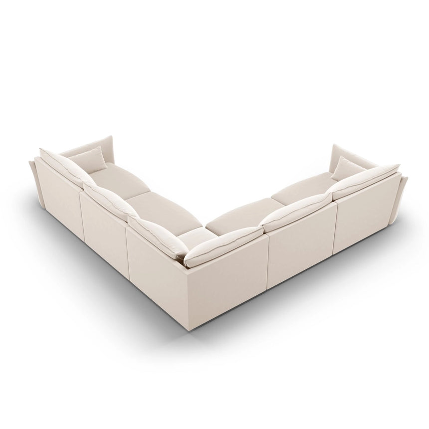Matera 7-Sitzer Ecksofa, Symmetrisch, aus Samt in Beige (Salvador 1), 286x286 cm von Cosmopolitan Design – Bild 4