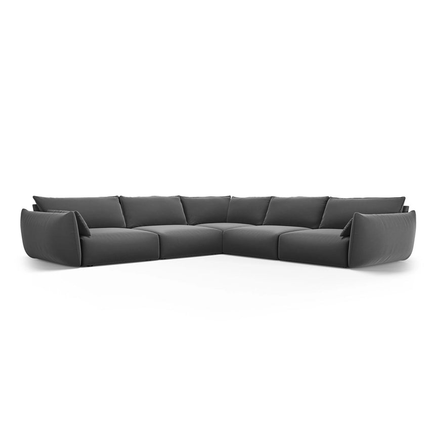 Matera 7-Sitzer Ecksofa, Symmetrisch, aus Samt in Dunkelgrau (Salvador 18), 286x286 cm von Cosmopolitan Design – Bild 1